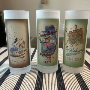 Tommy Bahama Frosted Glass Trio with Tropical Designs